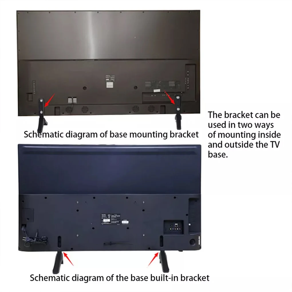 Black Steel TV Base For LCD Screen Stand Legs Pedestal With Height Adjustability - Extended Base