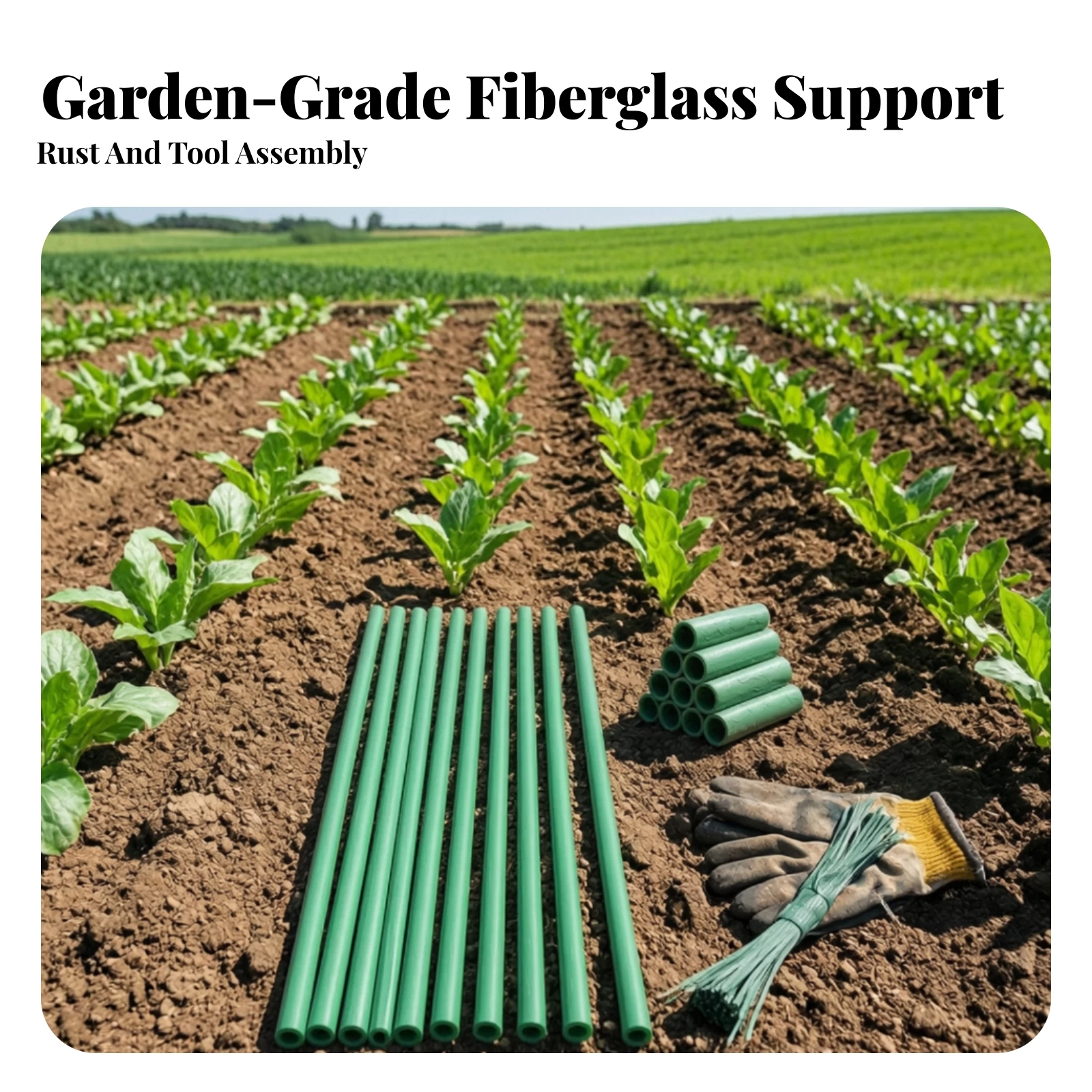 10 Pieces Fiberglass Plant Stakes with Joining Tubes Long-Lasting Plant Support Stakes with Ties Garden Stake Set Hollow
