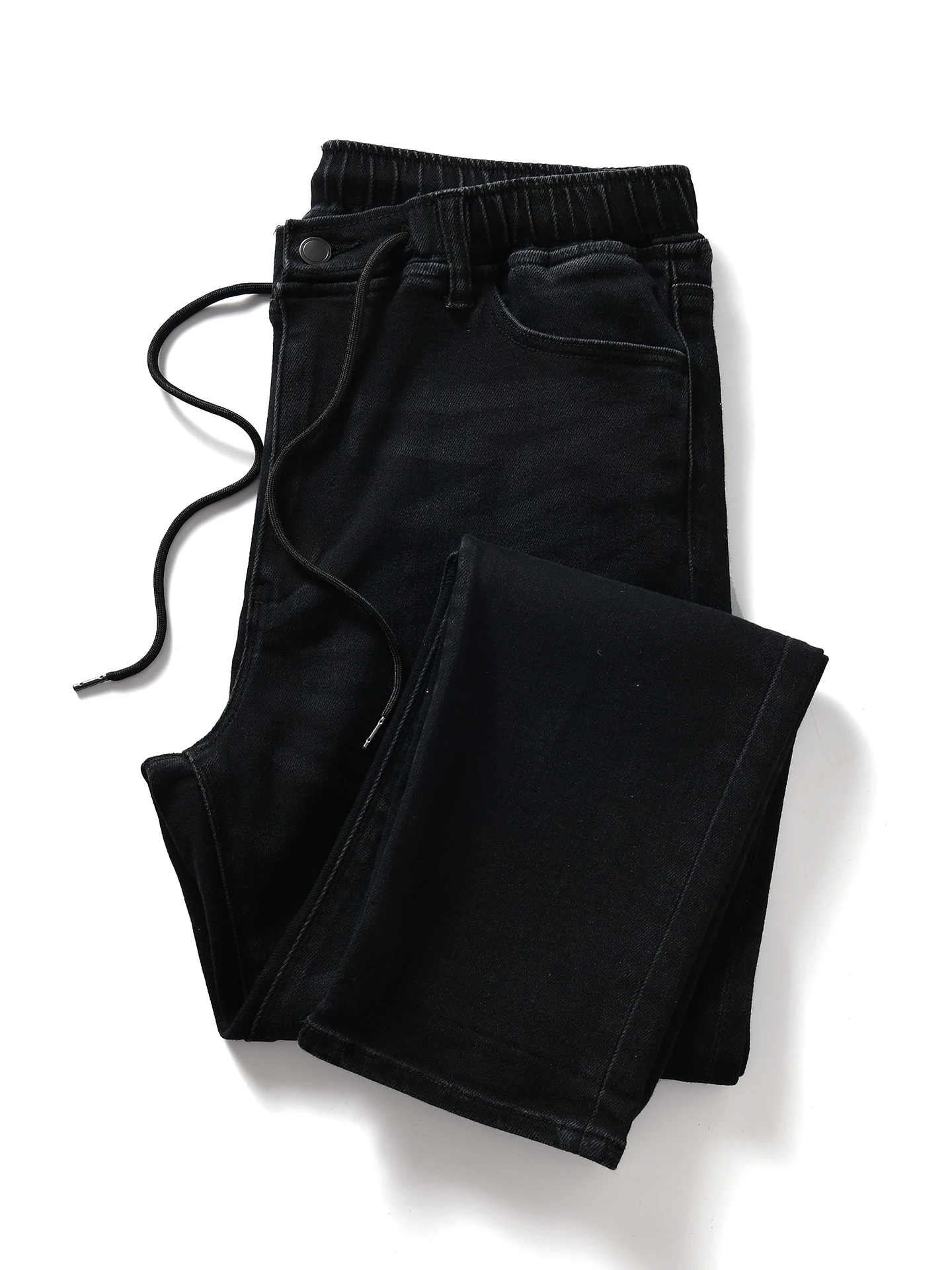 

Men's Casual Elastic Waist Jeans High Elasticity Comfortable Fit Straight Leg Cotton Polyester Blend Winter Wear Breathable