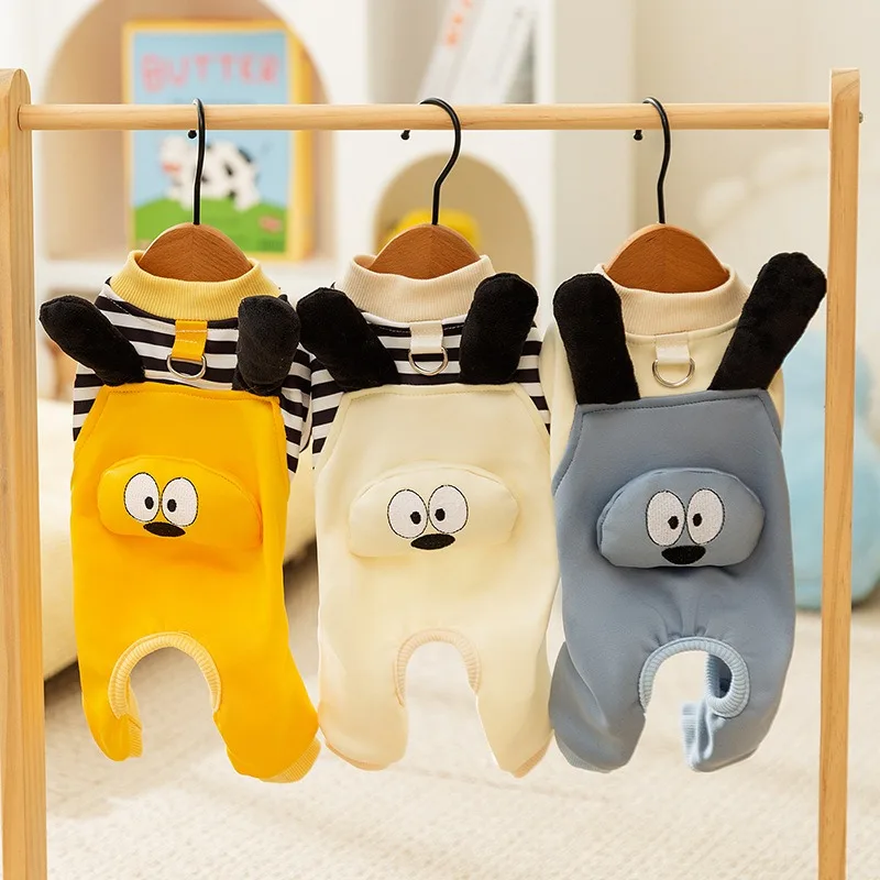 

Striped Dog Bodysuit Winter Pet Warm Clothes Puppy Four Legs Clothing Teddy Bikini Bear Cute Vests XS-XL