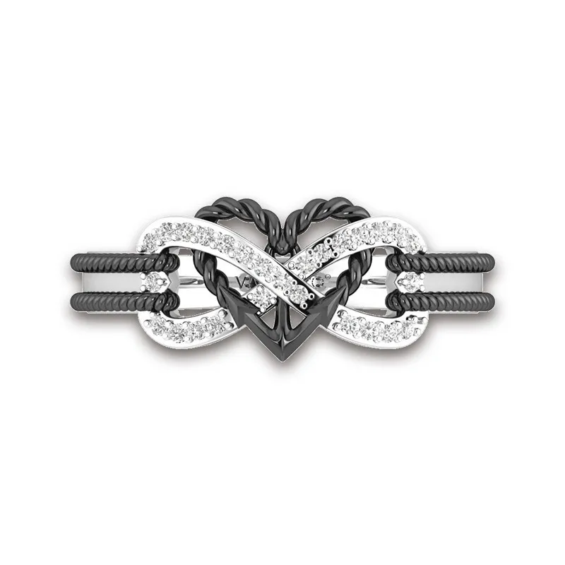 قائمة جديدة القوطية اكسسوارات موضة الحب الأسود إنفينيتي القلب زوجين خواتم النساء مجوهرات من صلب لا يصدأ عيد الحب بالجملة #3