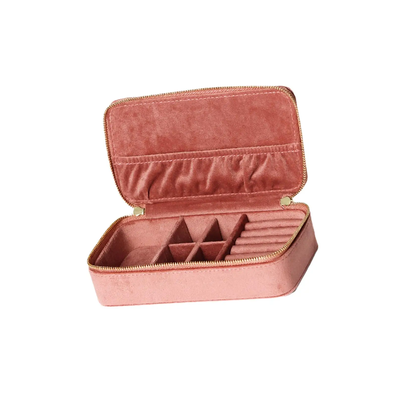 Jewelry Box Organizer Dual Zippers Multifunctional for Stud Bracelets Girls Pink