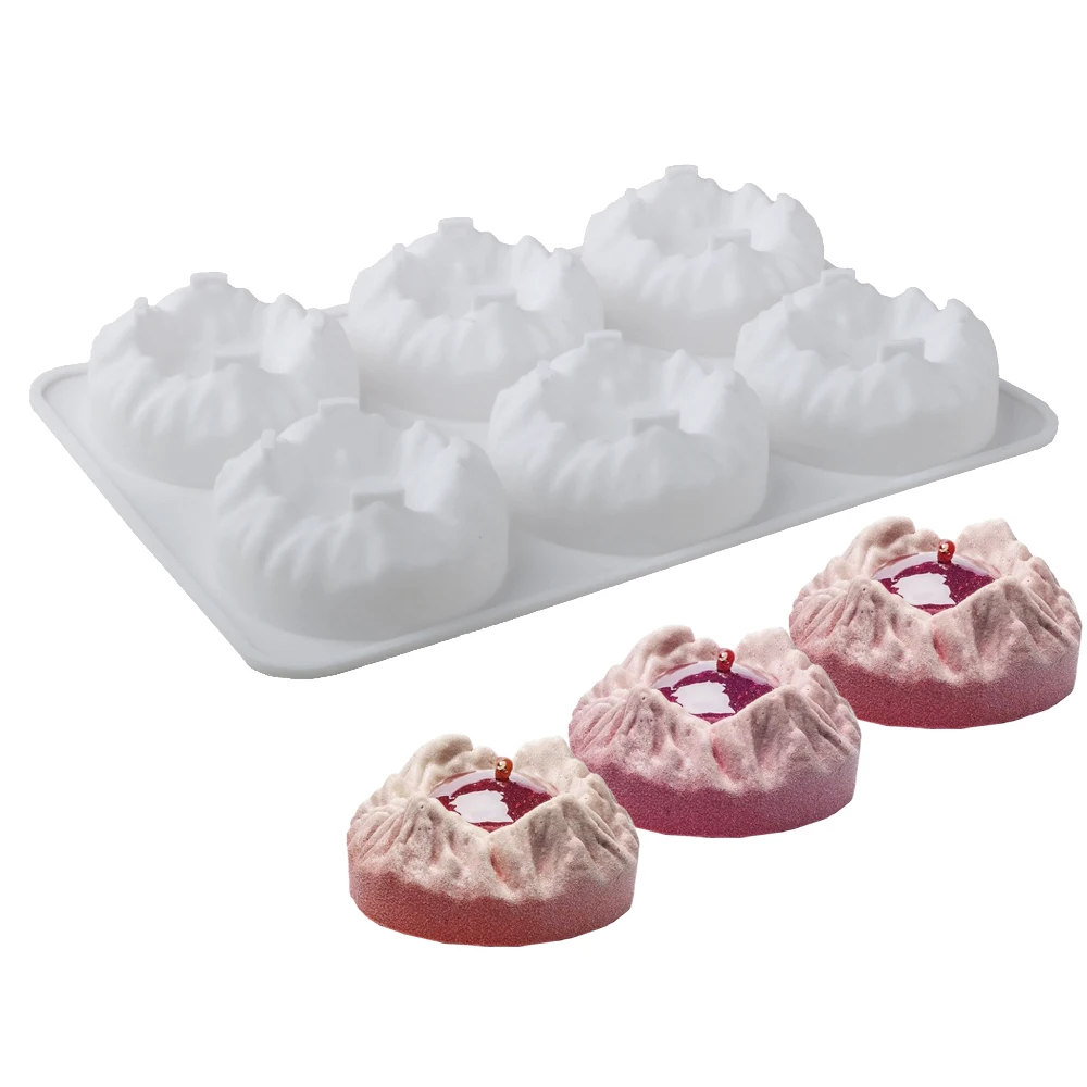 6-Zellen-Vulkan-Entlüftungsdesign Frence Mousse Dessert Backwerkzeuge Silikon-Kuchenform Schokoladenformen Küchenbedarf Backformen