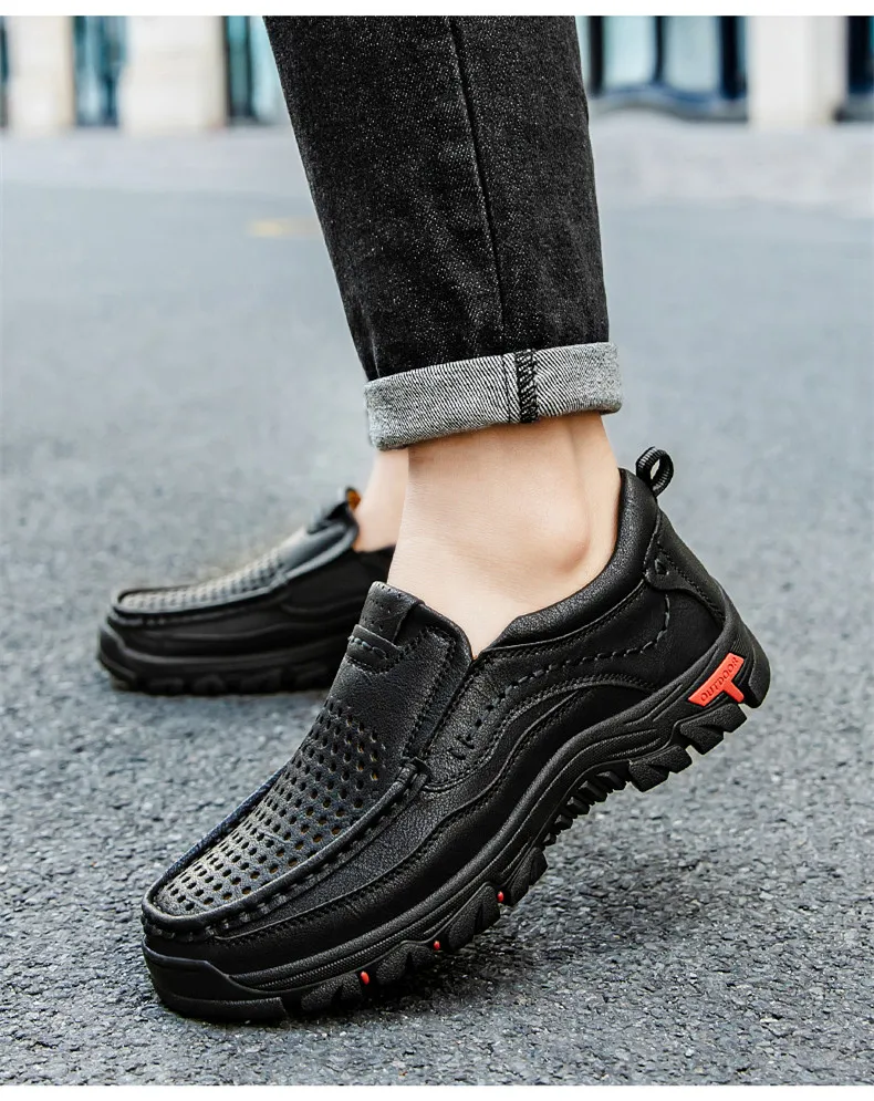 2026 Neue Herrenschuhe Echtleder Herren Slipper Hochwertige Atmungsaktive Herren Freizeitschuhe Outdoor Herren Sneakers Große Größe 48 – Detail 11