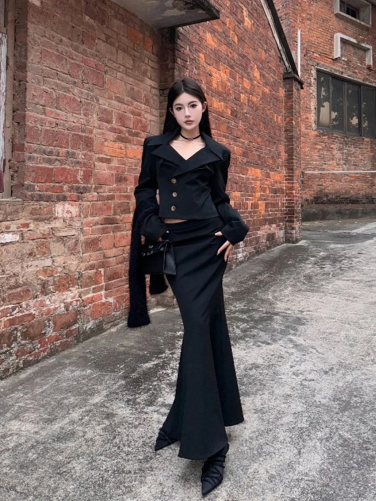 

Chic Style Waist-Cinching Blazer with Fishtail Skirt Set New Korean Fashion Trend for Women Female Spring Autumn 2025