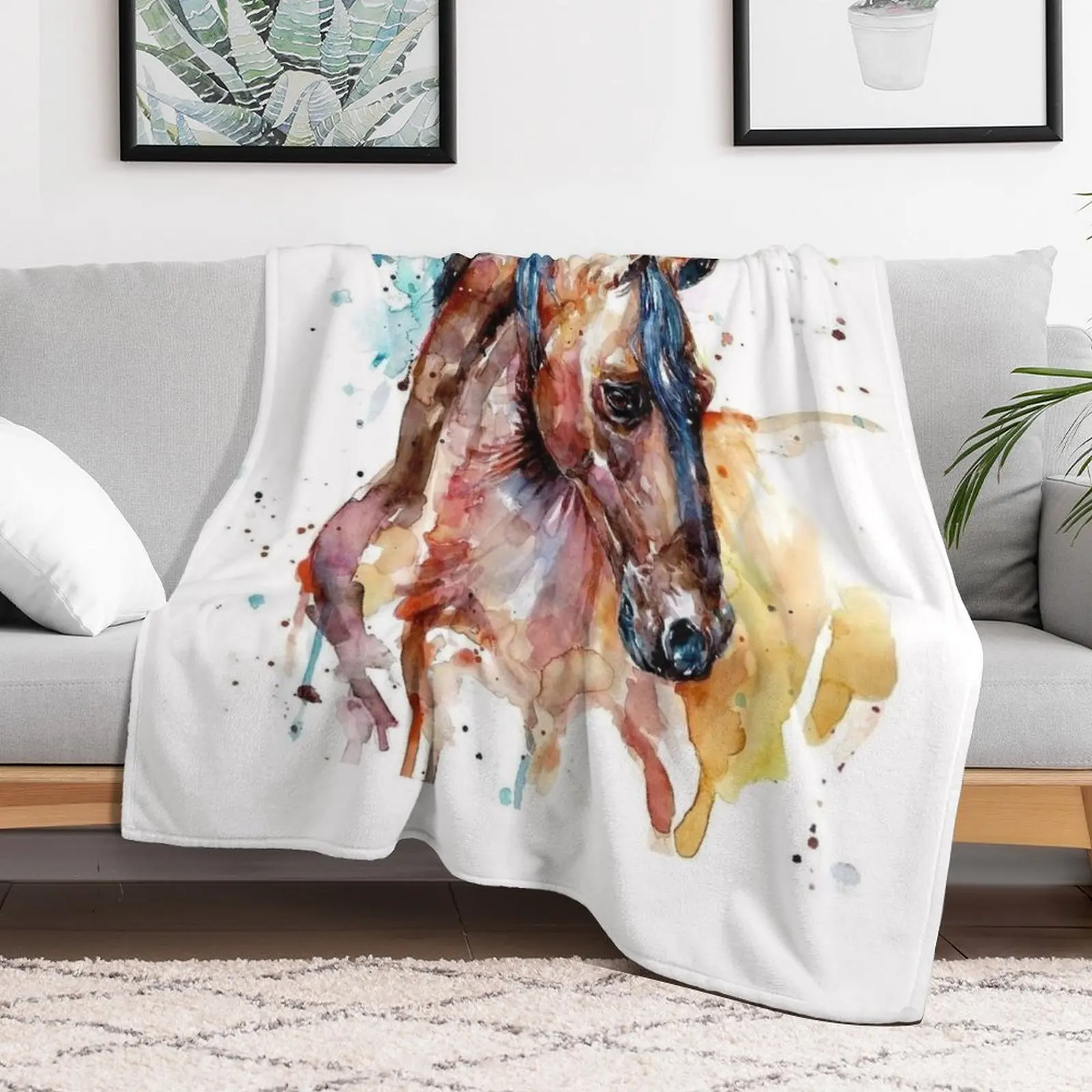 Portrait of an Arabian horse Throw Blanket Blankets Sofas Of Decoration Camping Blankets