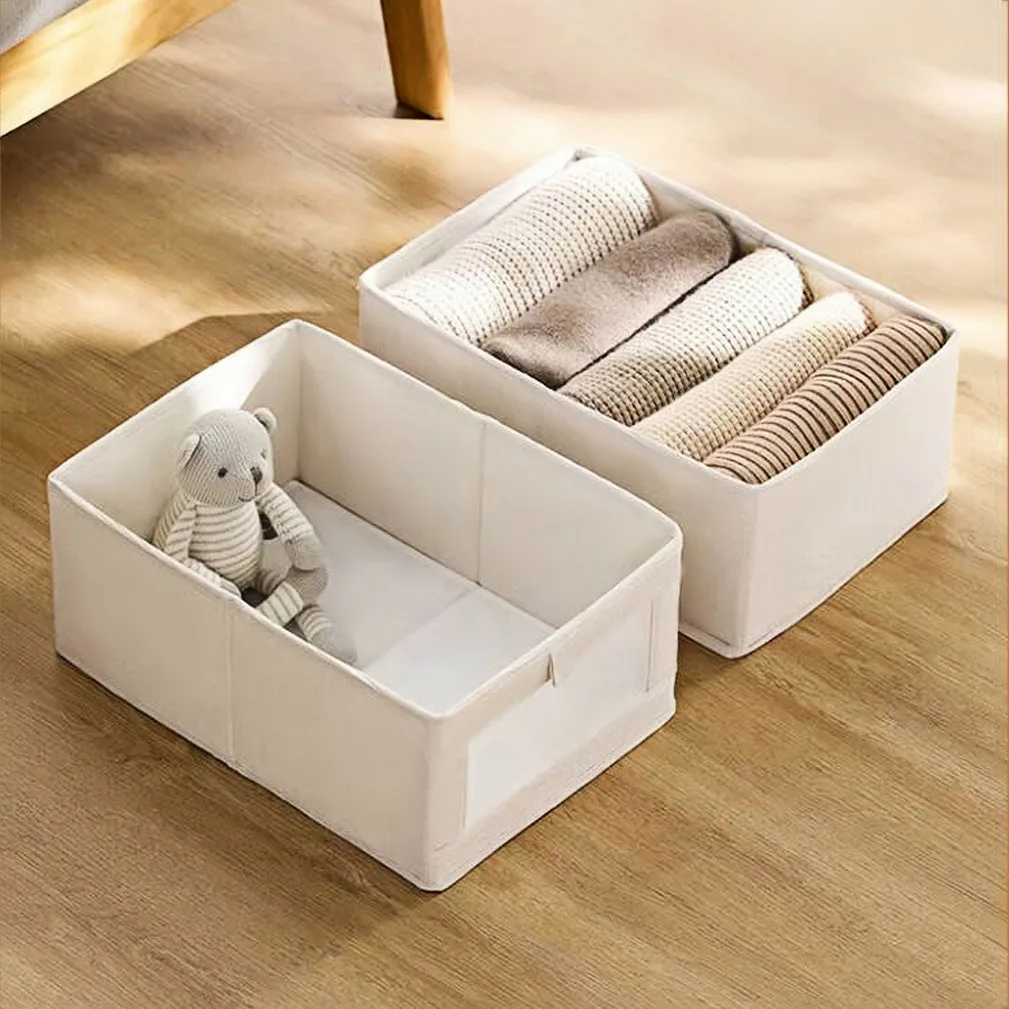 Cotton and Linen Fabric Foldable Clothes Storage Box Large Capacity Classification Storage Box Drawer Type Japanese Style