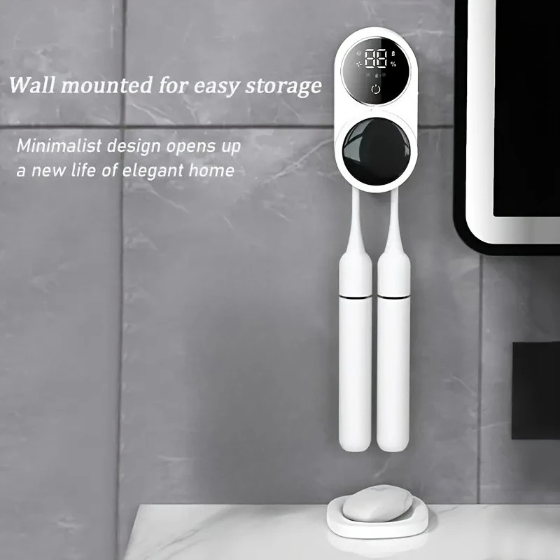 Mini portable rechargeable travel toothbrush holder with induction switch disinfection box - charging display function