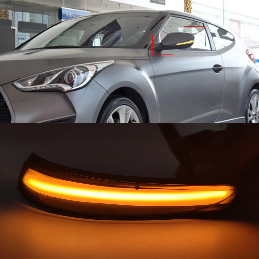 2pcs Car Rearview Side Mirror LED for Hyundai i30 GD Elantra GT 2013~2017 Turn Signal Flow Dynamic Lamp Light Part Accessories