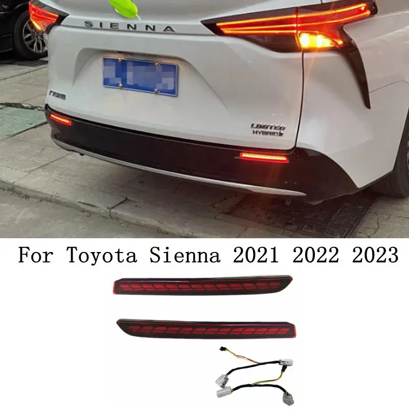 

2PCS For Toyota Sienna 2021 2022 3-in-1 Functions 12V LED Rear Side Light Bumper Light Brake Light Dynamic Turn Signal Reflector