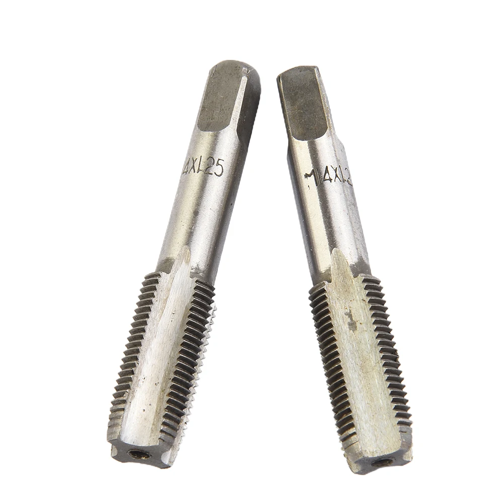 Kit Tap set Pitch Tools 14mmx1.25 2pcs CNC machine High Speed Steel Metalworking Metric Right Silver Practical