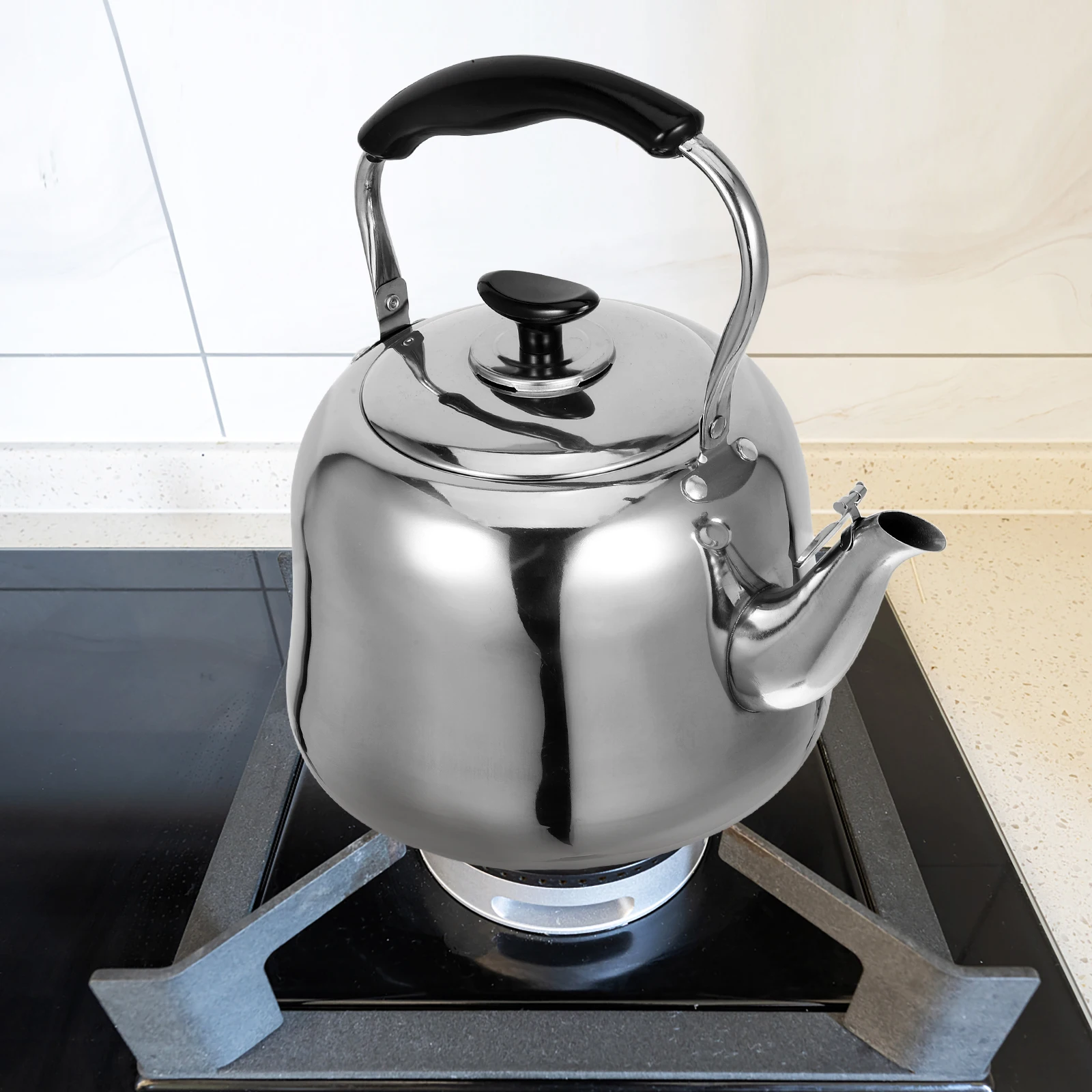 

Stovetop Whistling Tea Kettle Stainless Steel 4L Large Capacity Thickened Water Kettle Ergonomic Handle Suitable Gas Electric
