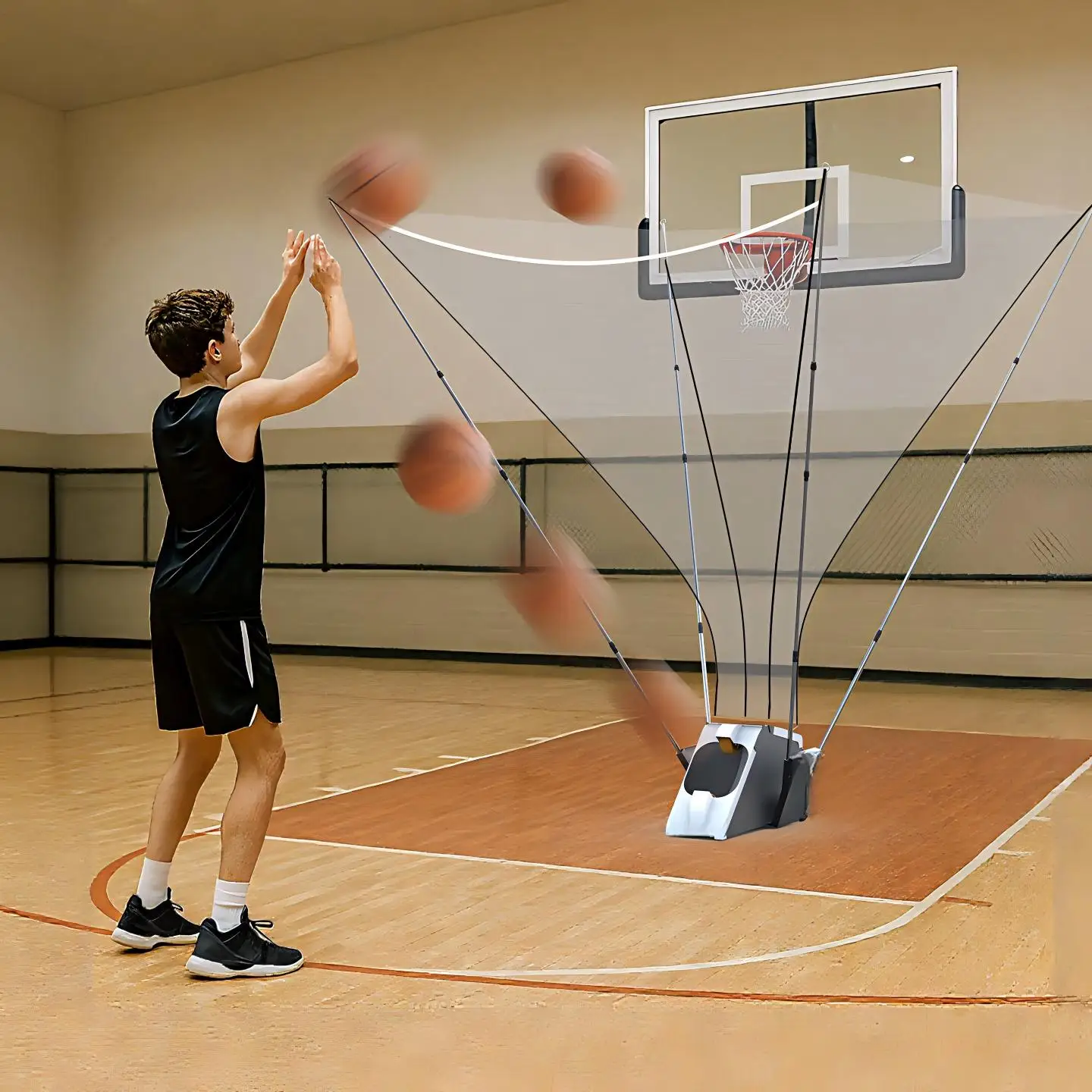 Portable Automatic Basketball Rebounder Battery Powered Shot Trainer Indoor Outdoor Solo Basketball Shooting Practice Machine