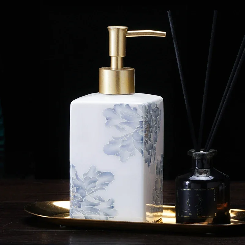 New Chinese ceramic press bottle lotion bottle shampoo bath gel sub bottle soap dispenser bathroom accessories shampoo dispenser