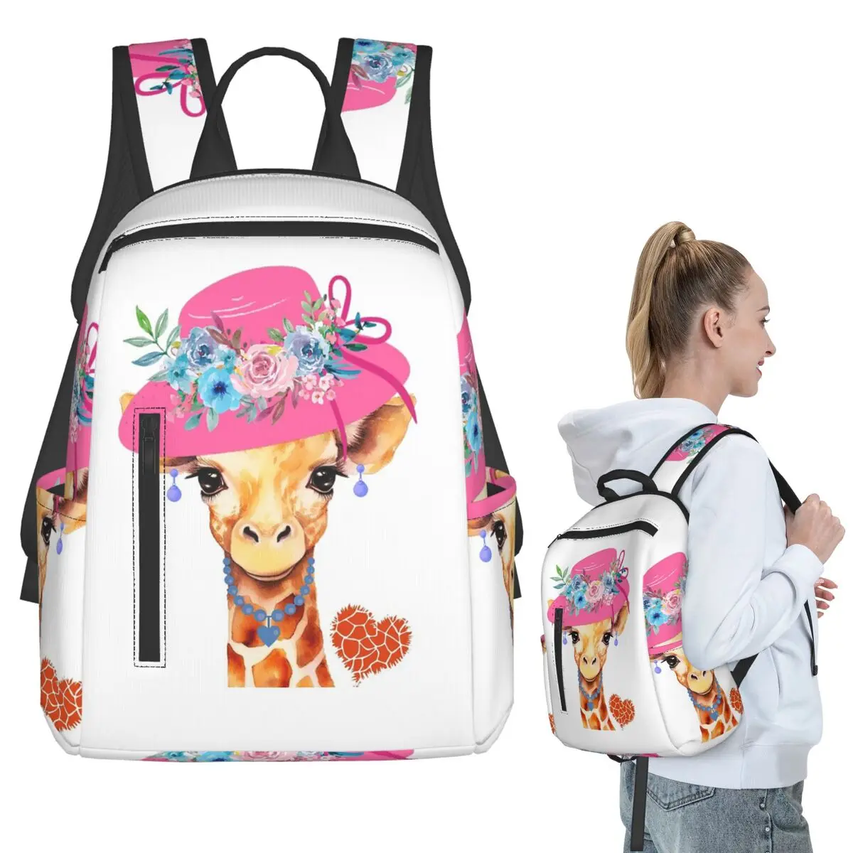 

FASHION GIRAFFE Backpack Student BookBag Children School Bag Laptop Shoulder Bags Men Women