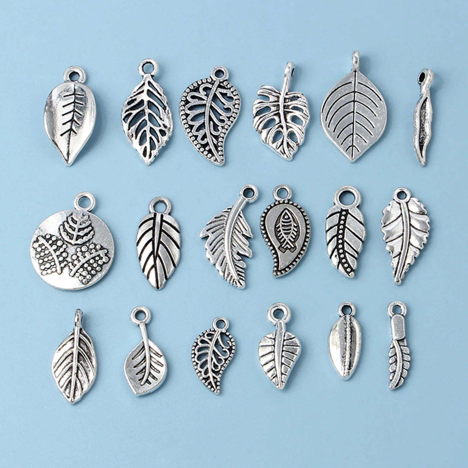 20pcs Silver Color Leaf Feather Charms Pendants Wholesale Vintage Leaves Charms for DIY Necklace Jewelry Making Accessories