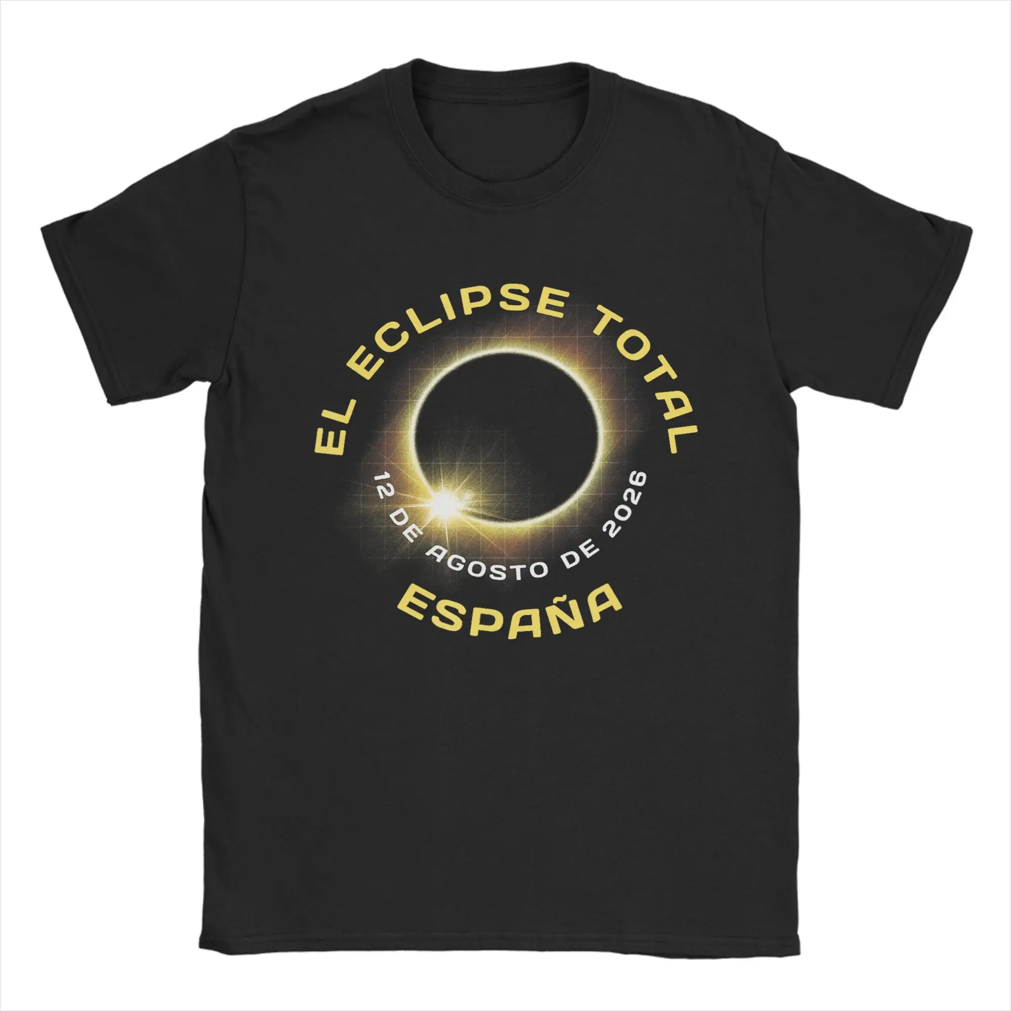 Espana Spain Total Solar Eclipse Totality T Shirts for Men Pure Cotton T-Shirts Crewneck August 12 2026 Tees Clothes Plus Size