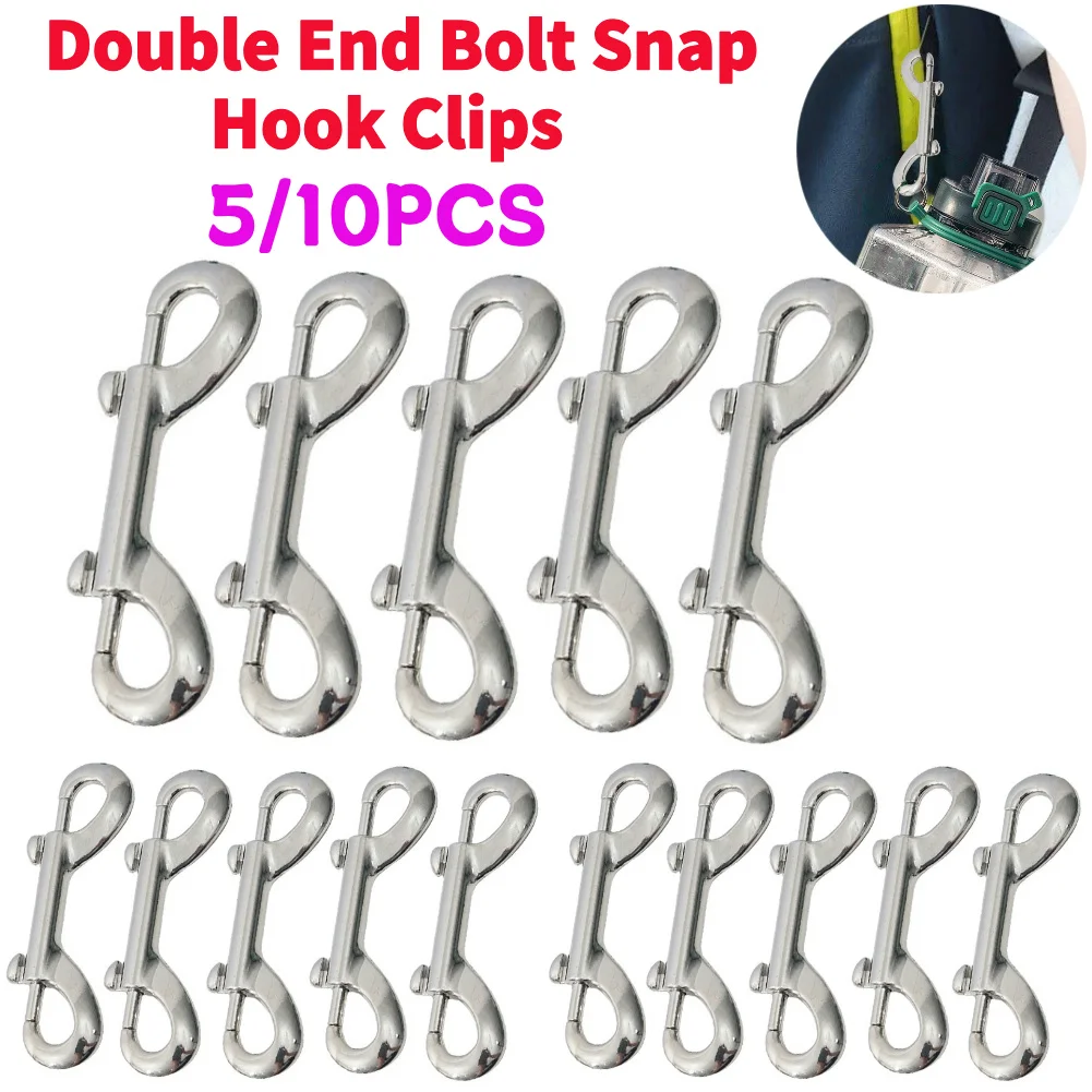 5/10Pcs Scuba Diving Double End Bolt Snap Hook Clips 316 Stainless Steel Eye Bolt Snap Hook Quick Draw Link Carabiner Boat