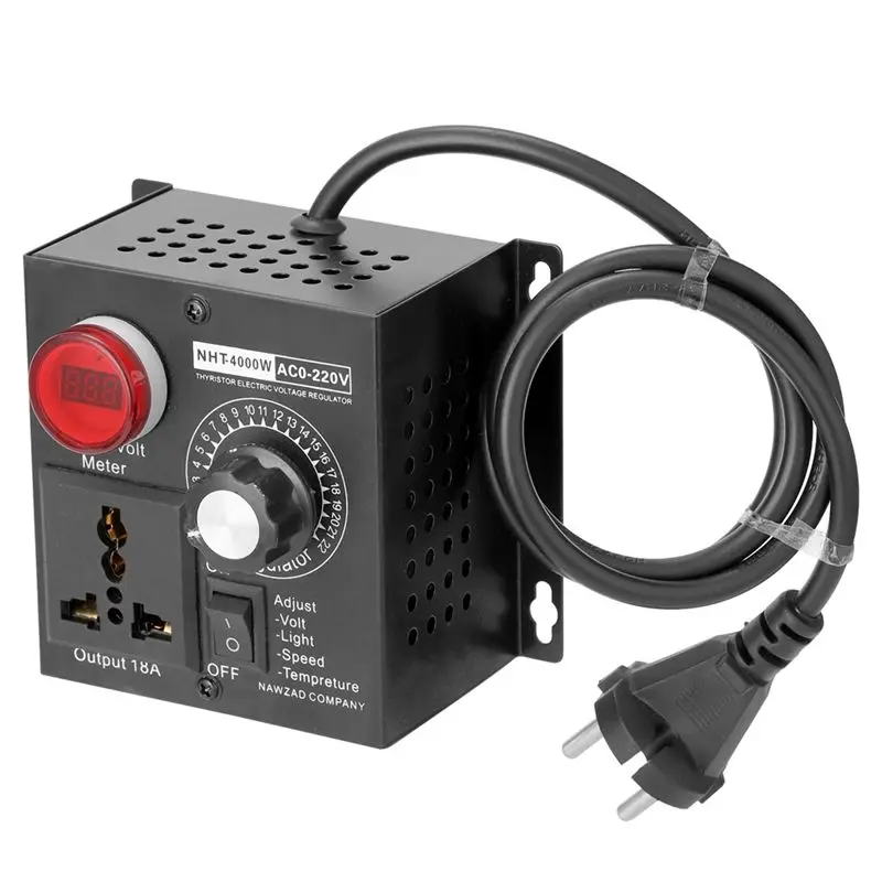 RABIT AS59~ 4000W Compact Variable Voltage Controller Portable SCR Voltage Regulator For Speed Temperature Adjustment EU Plug