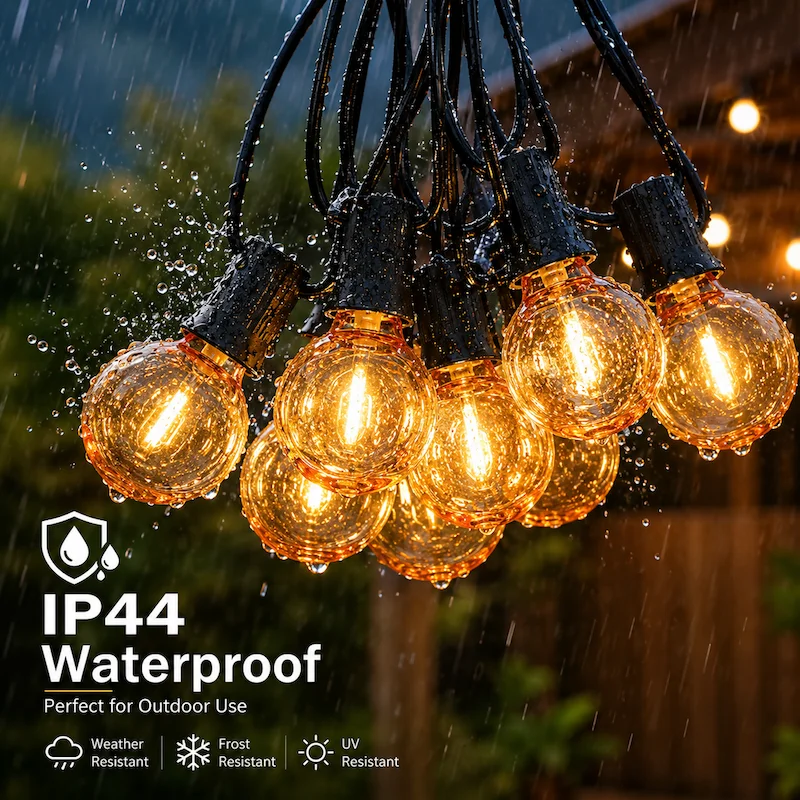 Shatterproof G40 LED String Lights Bulbs E12 Base IP44 Waterproof Connectable Outdoor Lights Garden Patio Party Wedding Decor