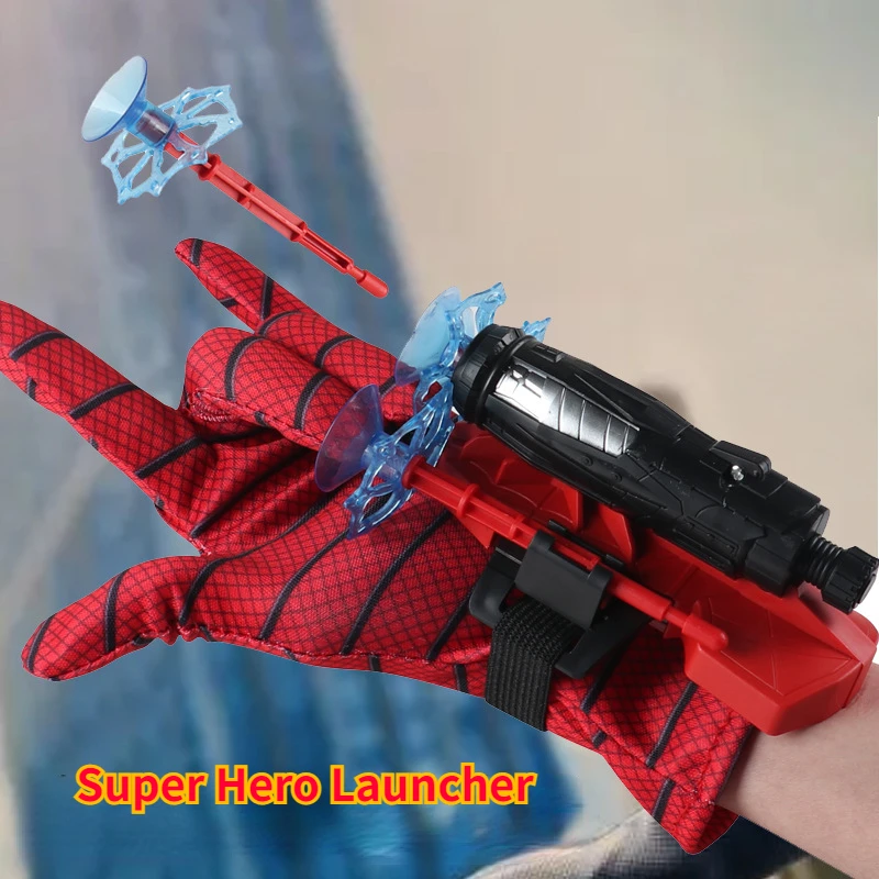 Marvel Spiderman Anime Figure Plastic Glove Launcher Cosplay Set Toy Superhero Wrist Launcher Kids Funny Toys Boy Children Gifts