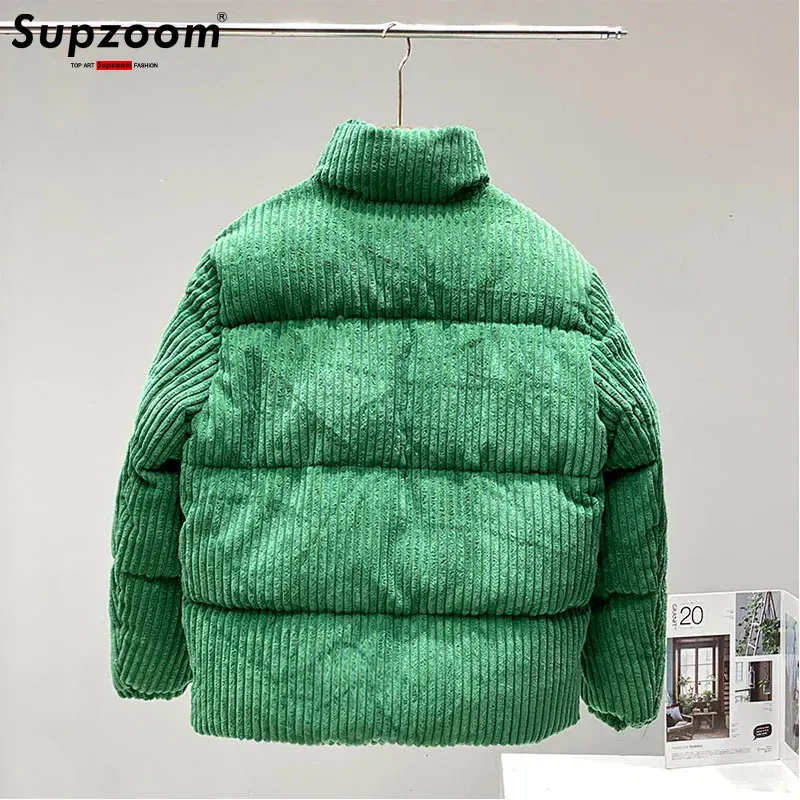 Supzoom-Jaqueta retrô de veludo de veludo masculino, colarinho acolchoado, algodão acolchoado, grosso, bonito, casual, roupas populares, masculino, inverno, nova chegada