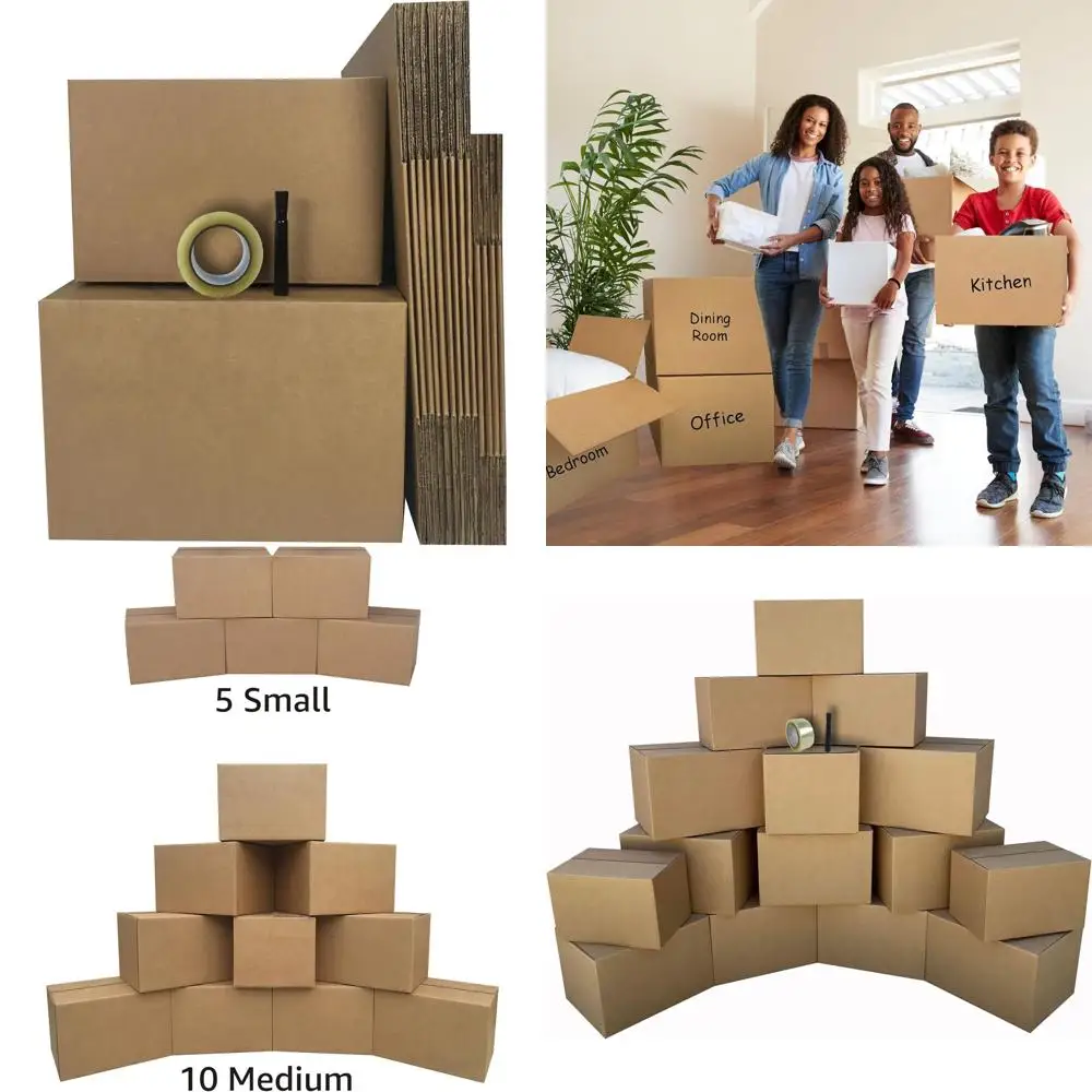 

Набор для переезда на 1-2 комнаты: компактные принадлежности с малыми и средними коробками, скотчем и маркером