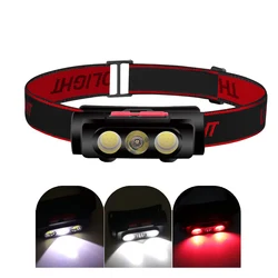 MINI Type-C USB White Red LED 18650 Hunting Portable headlight Fishing 6 Modes Torch head lamp Headlamp Flash light head