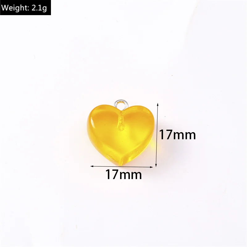 10 Stück 17 x 17 mm niedliche Bonbonfarben aus Kunstharz, Liebesherz-Anhänger, passend für Halsketten, Ohrringe, Armbänder, DIY-Handwerk, Schmuckherstellung, Geschenk – Detail 1