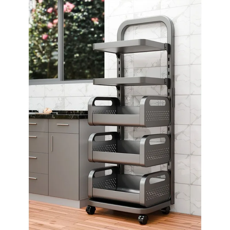 Vegetable rack, kitchen trolley, multi-layer pots and pans, household storage, multi-functional pot rack