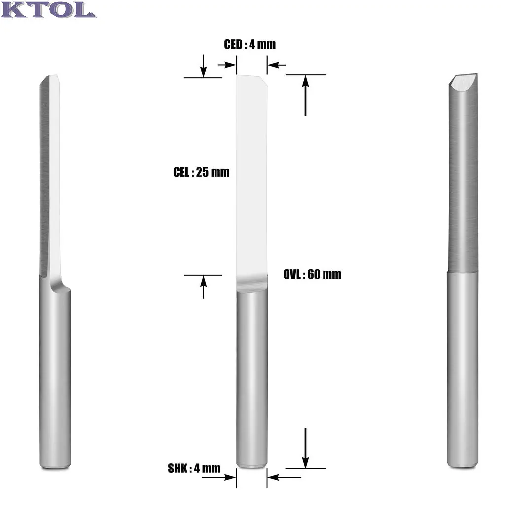 4-6mm 1 Flute Straight Bit CNC Router Milling Tools Micro Carbide Endmill Tungsten Steel Cutters for Acrylic Engraving Cutting