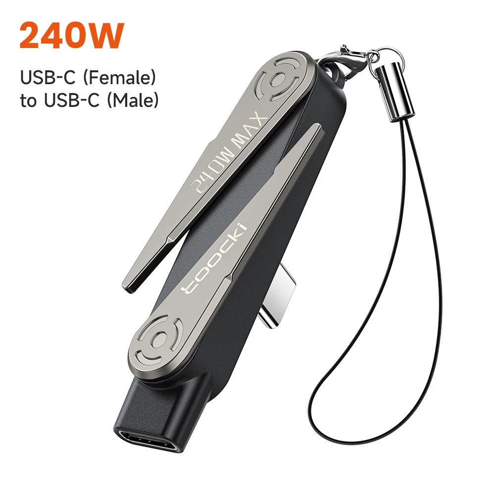 Toocki 240W USB-C zu USB-C Adapter mit Klappbarem Telefonhalter 90-Grad-Winkelkonverter OTG-Adapter für Laptop Tablet iPhone Samsung