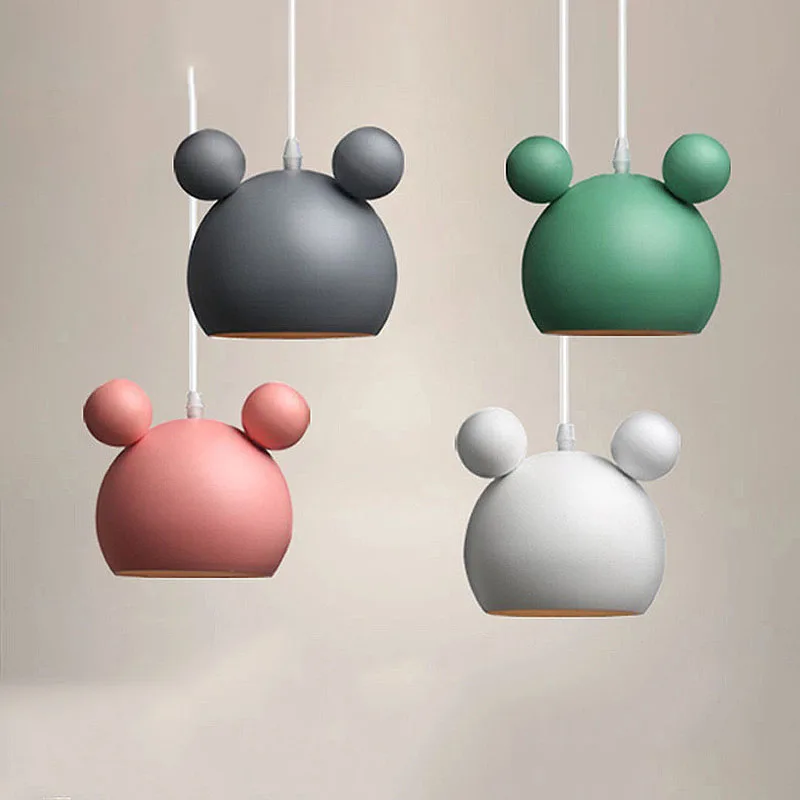 

Nordic Color Simple Panda Chandelier Restaurant Bedroom Bedside Creative Chandelier Modern Cartoon Children Room Decorative Lamp