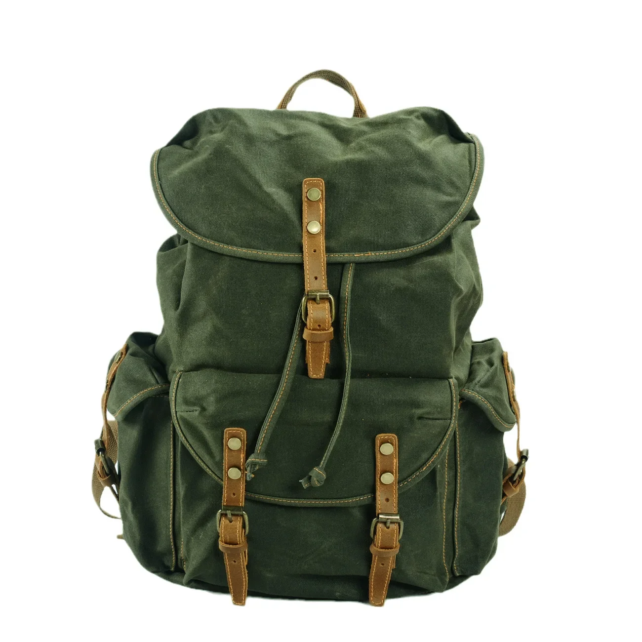 

Outdoor hiking backpack Large capacity wax canvas bag for students travel