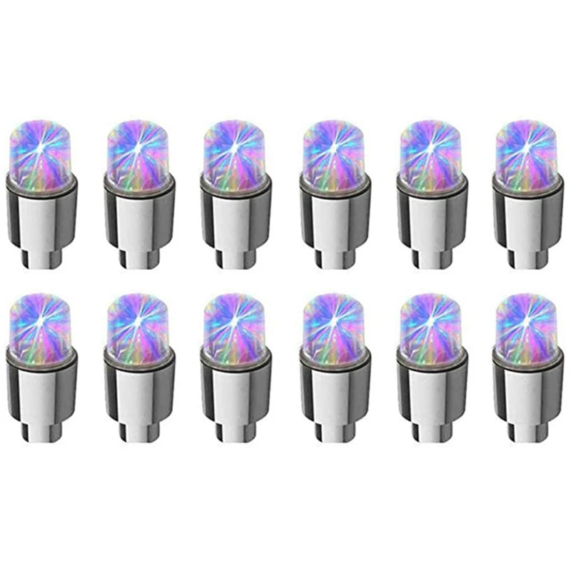 12 Pcs Universal Led Wheel Lights Flash Light Tire Valve Cap Lamp For Car Trucks Motorcycle Bike Multicolor