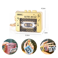 Vintage Cassette Recorder Music Keychain Pendant Mini Player Tape Recorder Car Key Rings For Couple Birthday Gift