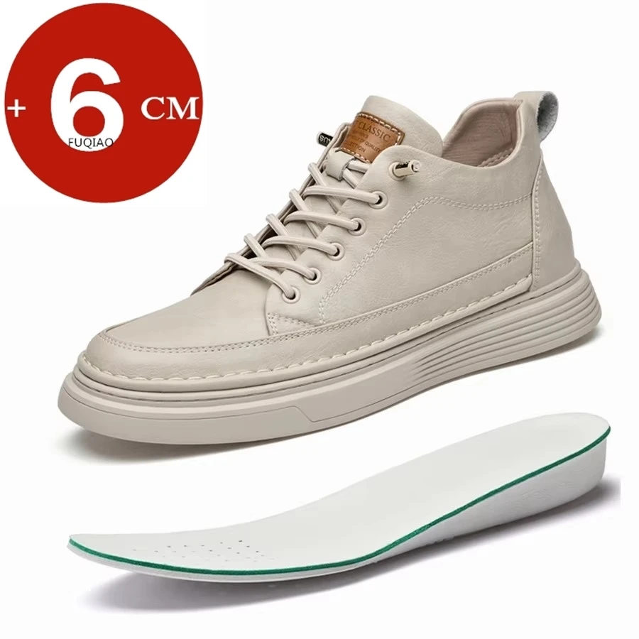 

Мужские туфли-лифты 6 см, повседневные кроссовки унисекс, увеличивающие рост, удобная дышащая спортивная обувь из коровьей спилка