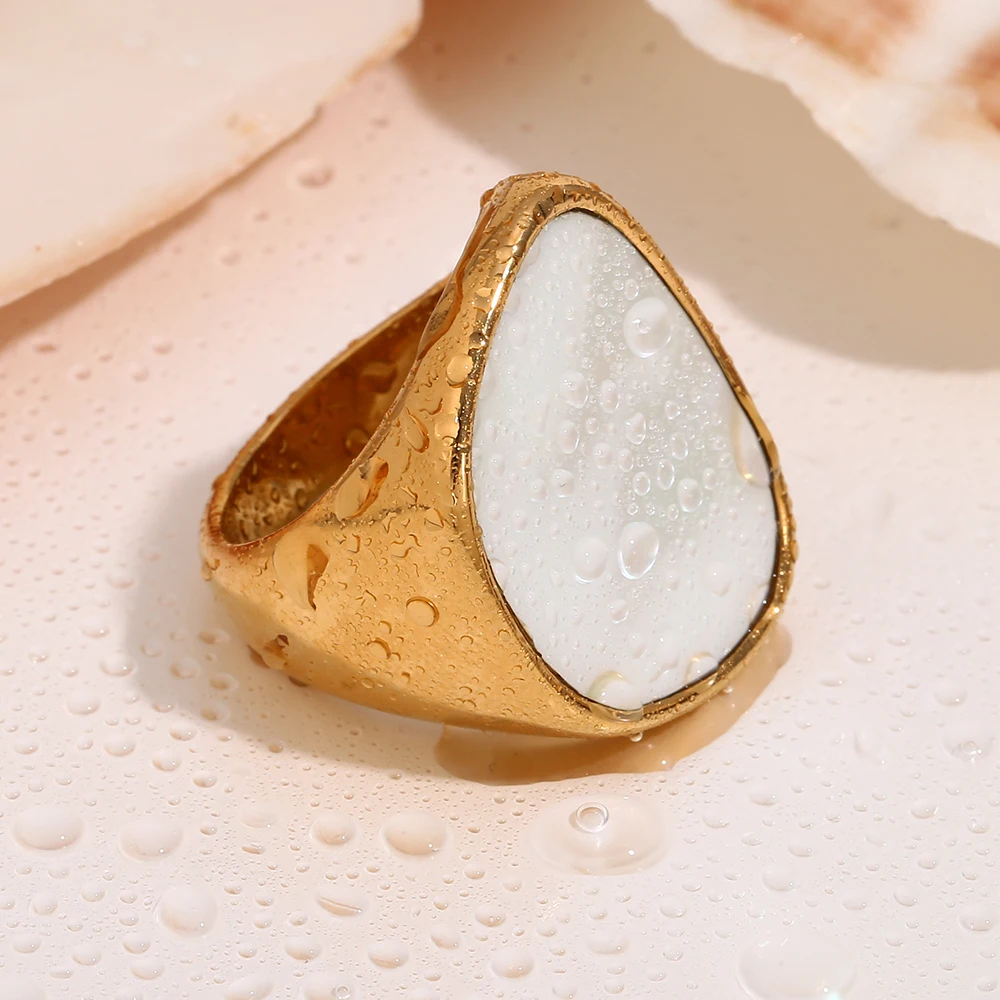 MamacitaSlay Elegant Minimalist Irregular Shell Stainless Steel Rings Woman Gold Plated Luxury Quality Jewelry Gifts For Women