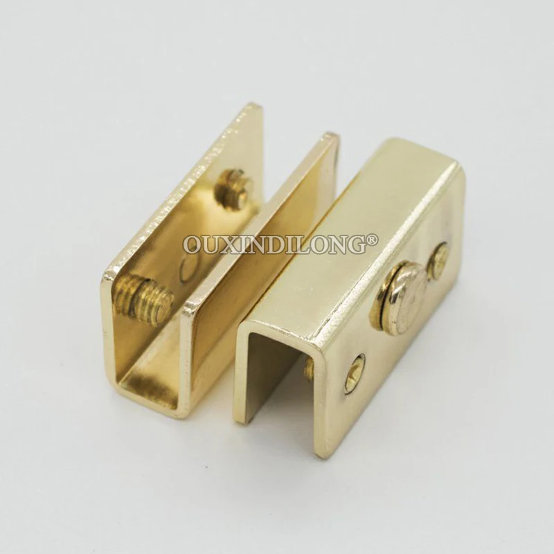 Brand New 8Pairs Stainless Steel Gold Glass Push Clips Mall Display Cabinet Hinges Magnetic Clamps for 5~8mm