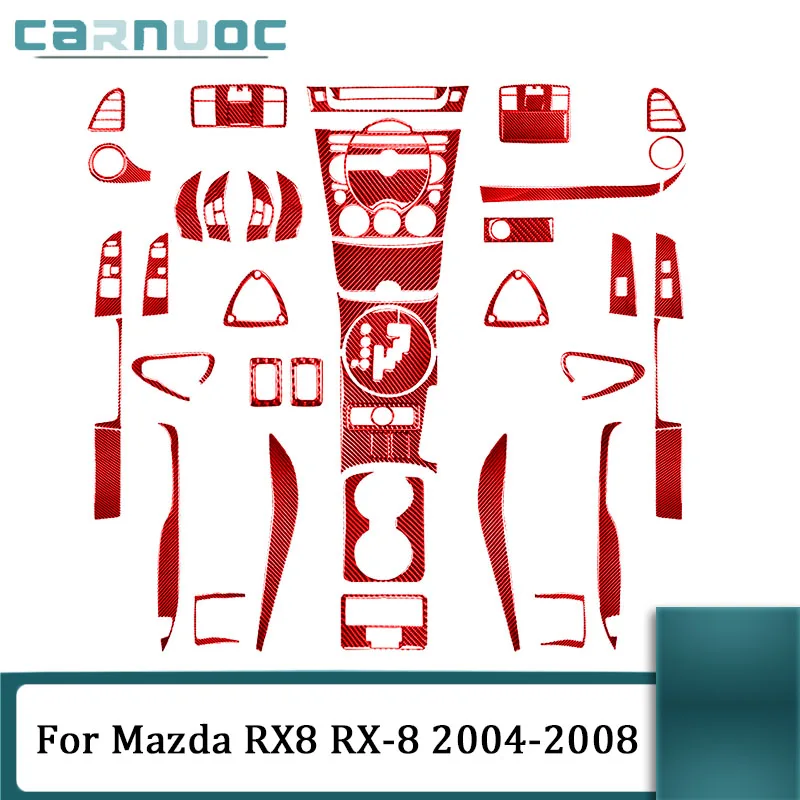 

Красные наклейки из углеродного волокна для Mazda RX8 RX-8 2004 2005 2006 2007 2008, обшивка, молдинги для салона автомобиля, декоративные аксессуары