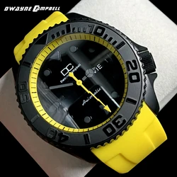 Custom NH36 movement 42mm Men's watches Sapphire Case Automatic Yellow Black Men's Watch 22mm Strap Casual Watches