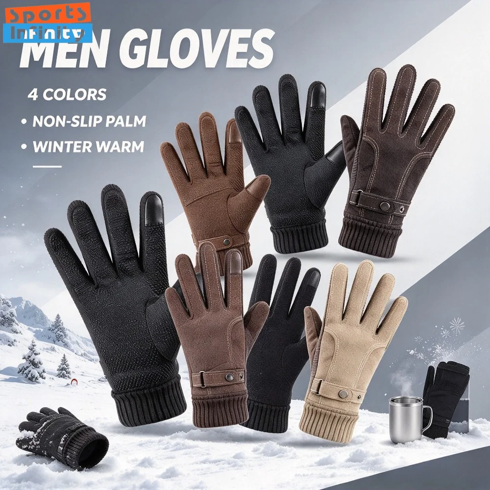 Men's Adult Thermal Finger Gloves, Winter Warm Gloves for Outdoor Riding & Daily Travel