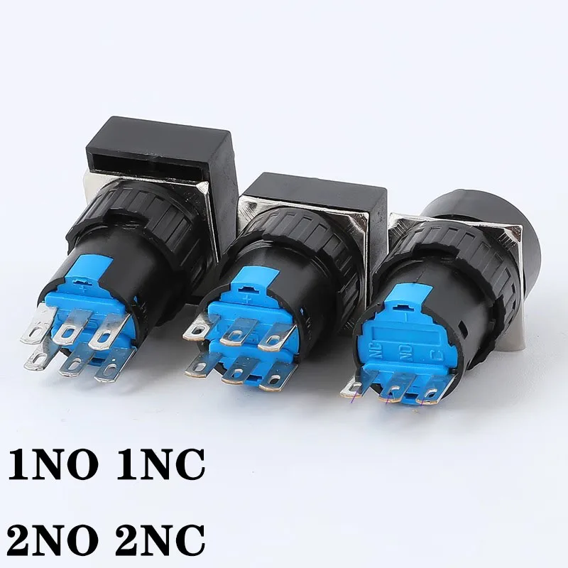 16mm 2 3 Positions Latching Self Lock 3/6 pins Push Rotary Button Switch Round Selector Switch Round/Square/Rectangular Head