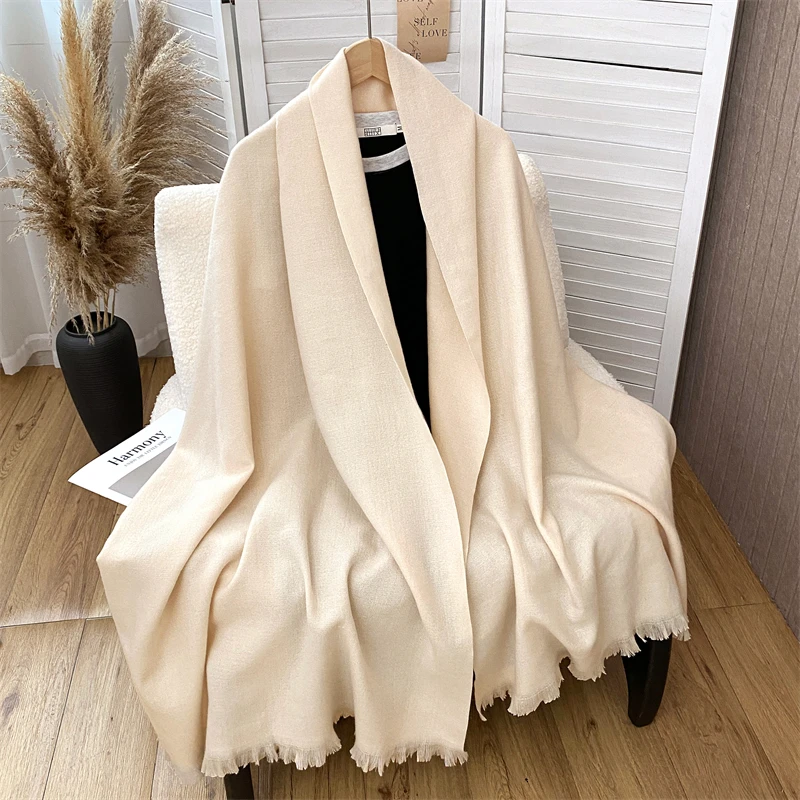 Winter Scarf for Women Cashmere Warm Solid Pashmina Blanket Wraps Female Thick Soft Bufanda Tassel Shawl Wrap Poncho Echarpe