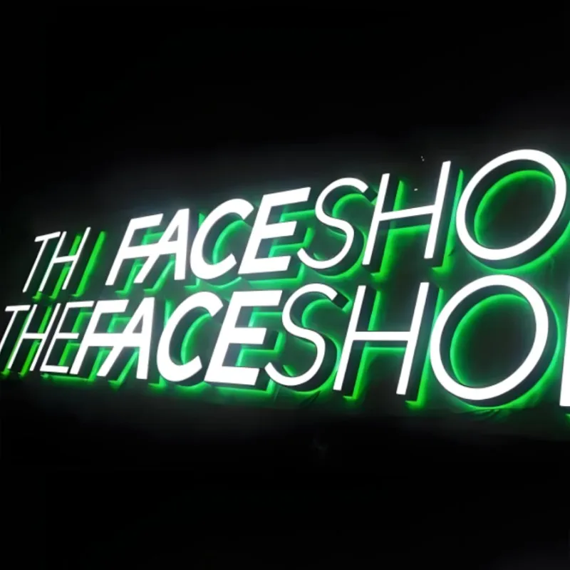 Custom Outdoor double sided lighting LED Channel Letters, External waterproof 3D frontlit backlit Acrylic LED Shop Sign