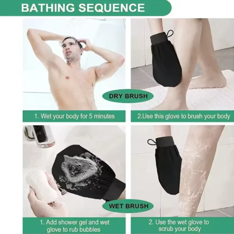 قفاز تقشير مزدوج الجانب قابل لإعادة الاستخدام - منظف الجسم من السيليكون لإزالة الجلد الميت بشكل فعال وتنظيف الحمام العميق