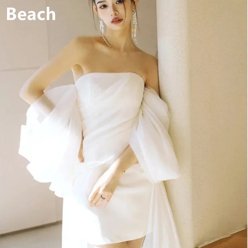 

2024 New Short Wedding Dresses For Bride Sexy Strapless Backless Sukienka Na Wesele Fashion Simple Vestido De Festa Custom Mad