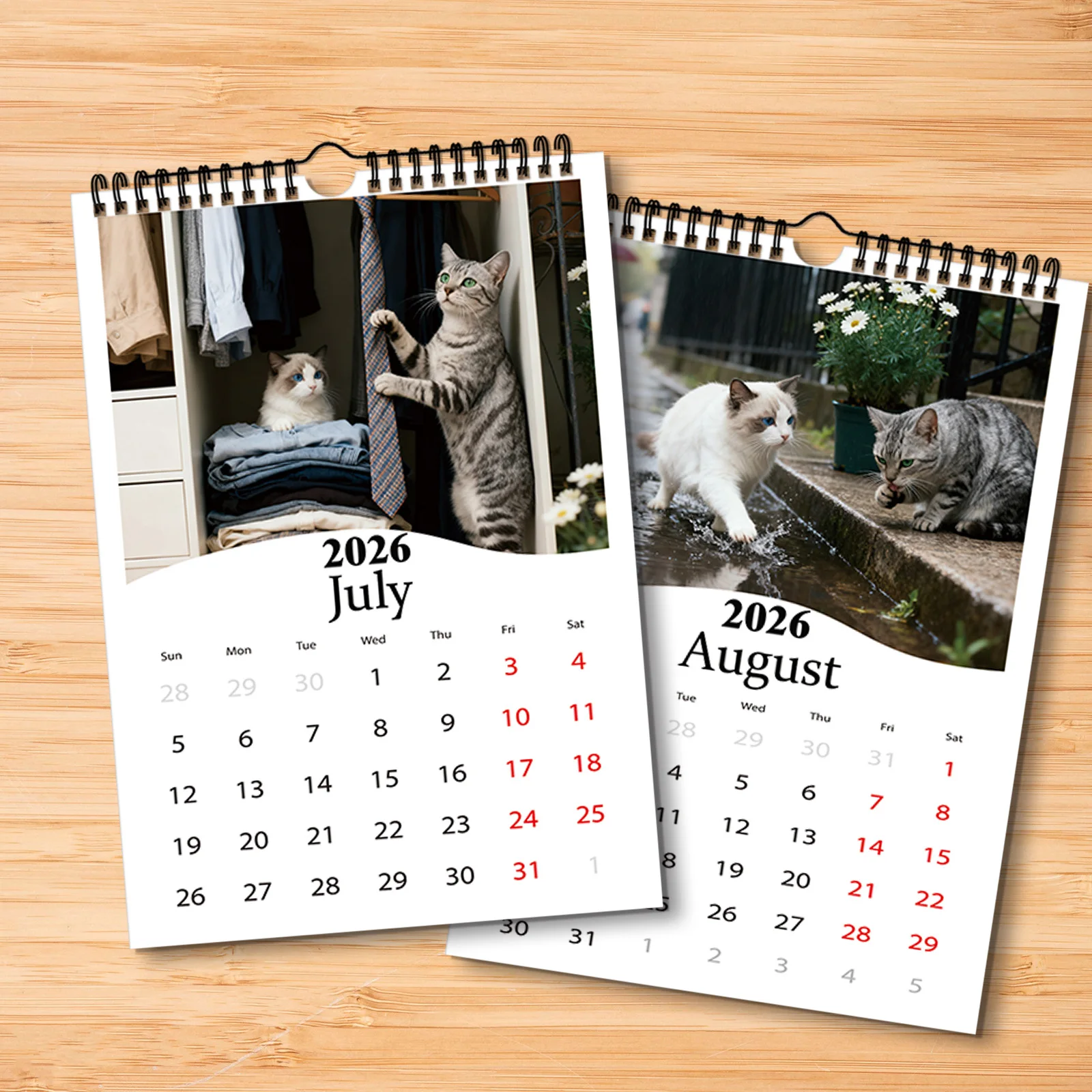Calendrier sur le thème du chat 2026, adapté à la visualisation des dates et à la décoration quotidienne, fait un cadeau mignon sur le thème des animaux de compagnie, 1 pièce