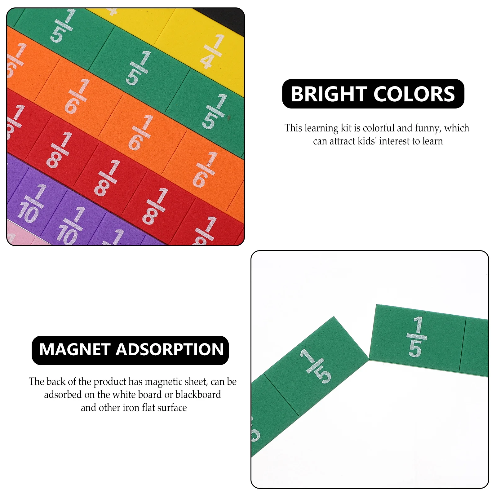 1 conjunto de blocos de fração magnética educacional aprendizagem precoce manipuladores matemática colorido eva numberpuzzles seguro visualizar