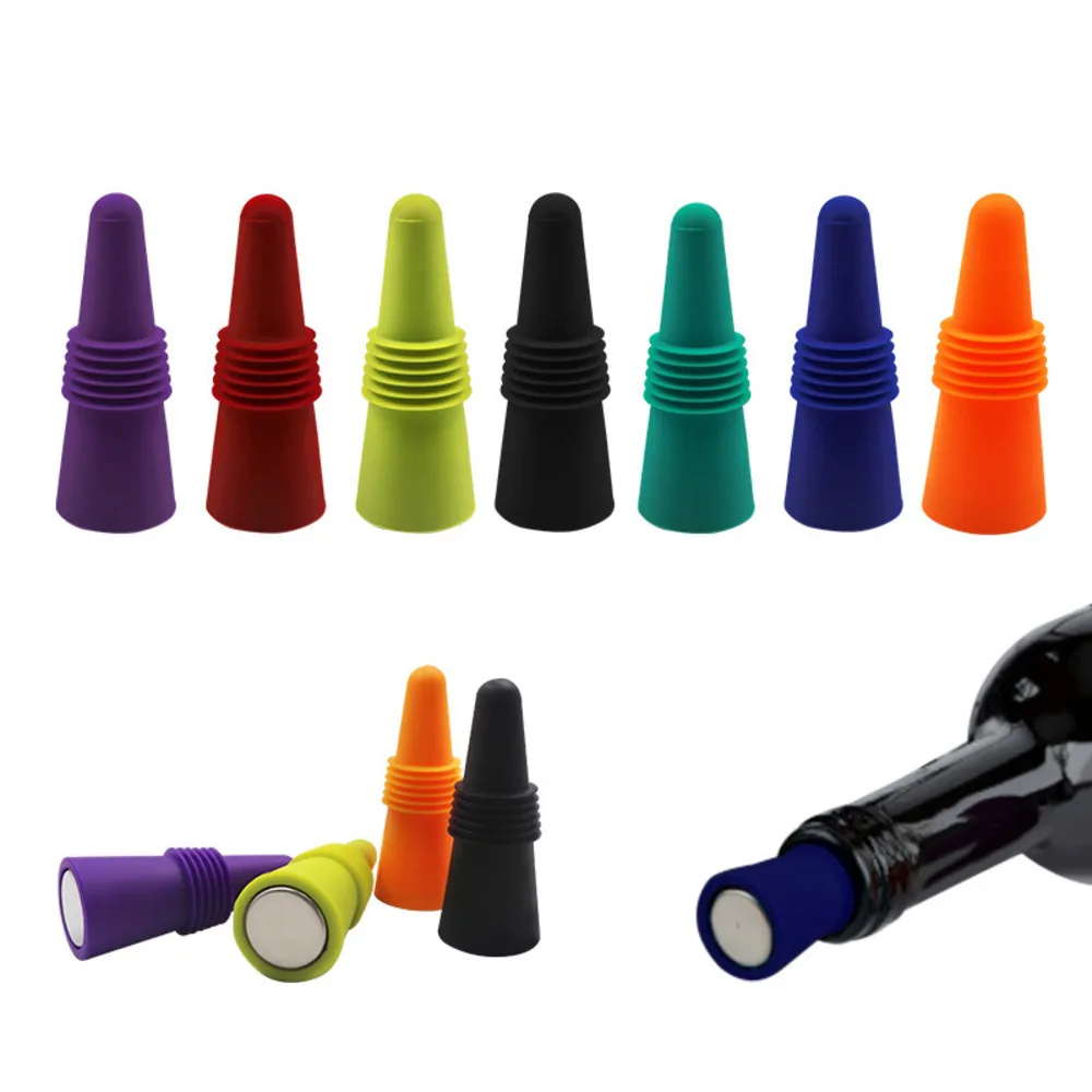 Bar tools Reusable Silicone Wine Stoppers Sparkling Beverage Bottles Stopper With Grip Top For Keep